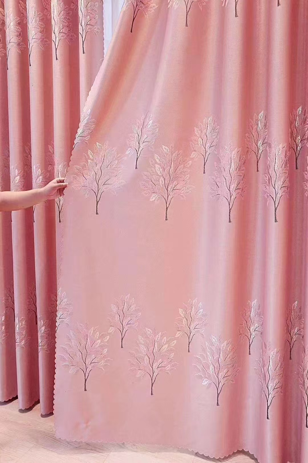 【TY-ZSRTH】Jacquard Floral Texture Curtain Fabric, Simple Style Customizable Living Room Bedroom Curtains
