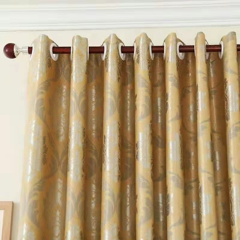 【TY-DSTH】Cheap European style Jacquard Floral Pattern Solid Color Blackout Curtain Fabric, Simple Style Customizable Living Room Bedroom Curtains