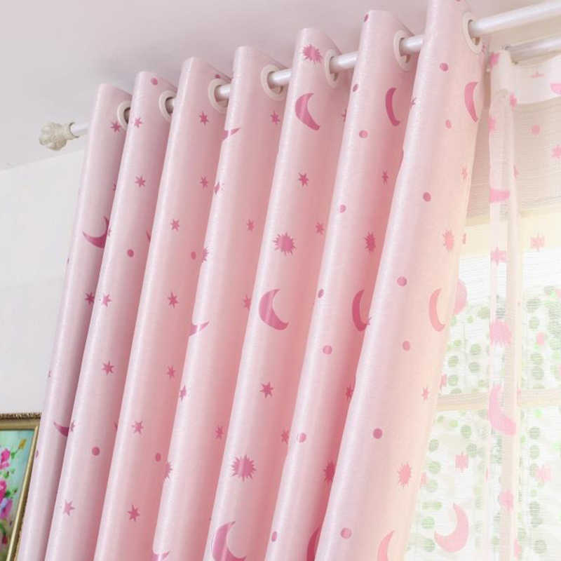 【TY-YLSXY】Cartoon Cheap Jacquard Stars Moon Pattern Blackout Kids Curtain Fabric, Simple Style Customizable Living Room Bedroom Curtains
