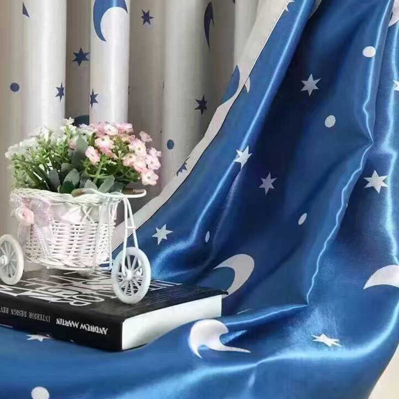 【TY-YLSXY】Cartoon Cheap Jacquard Stars Moon Pattern Blackout Kids Curtain Fabric, Simple Style Customizable Living Room Bedroom Curtains