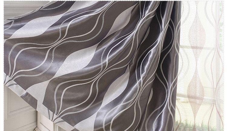 【ZY-LBZ】Wave Strip Texture Jacquard Simple Blackout Curtain Fabric, Soundproof Modern Style Customizable Living Room Bedroom Curtains