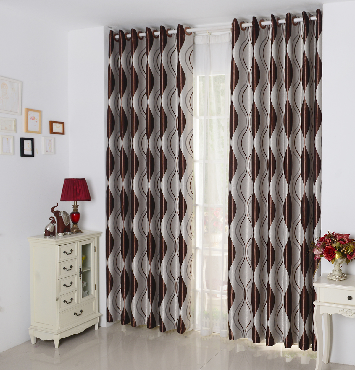 【ZY-LBZ】Wave Strip Texture Jacquard Simple Blackout Curtain Fabric, Soundproof Modern Style Customizable Living Room Bedroom Curtains