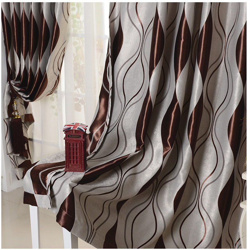 【ZY-LBZ】Wave Strip Texture Jacquard Simple Blackout Curtain Fabric, Soundproof Modern Style Customizable Living Room Bedroom Curtains