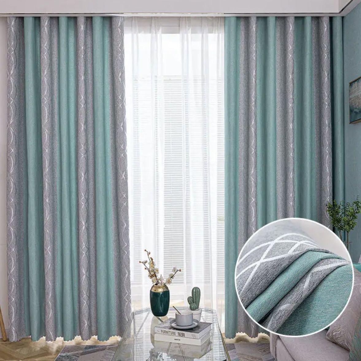 【ZY-SZXBZ】Solid Color High Precision Jacquard Simple line texture Shiny Blackout Curtain Fabric, Soundproof Modern Style Customizable Living Room Bedroom Curtains
