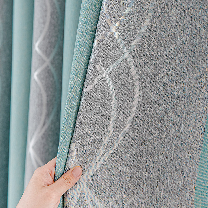 【ZY-SZXBZ】Solid Color High Precision Jacquard Simple line texture Shiny Blackout Curtain Fabric, Soundproof Modern Style Customizable Living Room Bedroom Curtains
