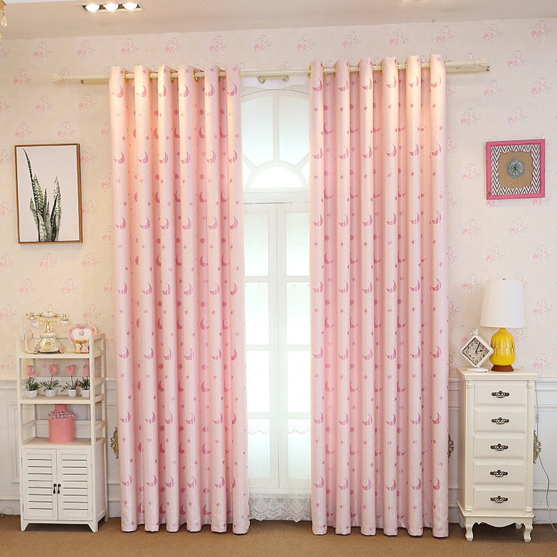 【TY-YLZXY】Stars and Moons Cartoon Jacquard Simple Blackout Cationic Curtain Fabric, Soundproof Modern Style Customizable Living Room Bedroom Curtains