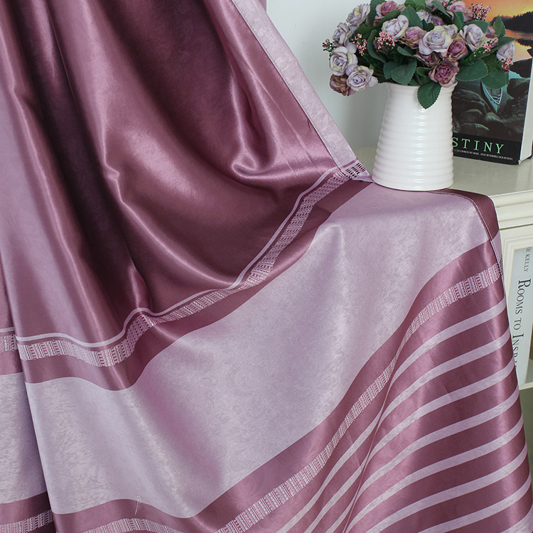 【ZY-Y10T】Horizontal Stripe Cation Jacquard Simple Blackout Curtain Fabric, Soundproof Modern Style Customizable Living Room Bedroom Curtains