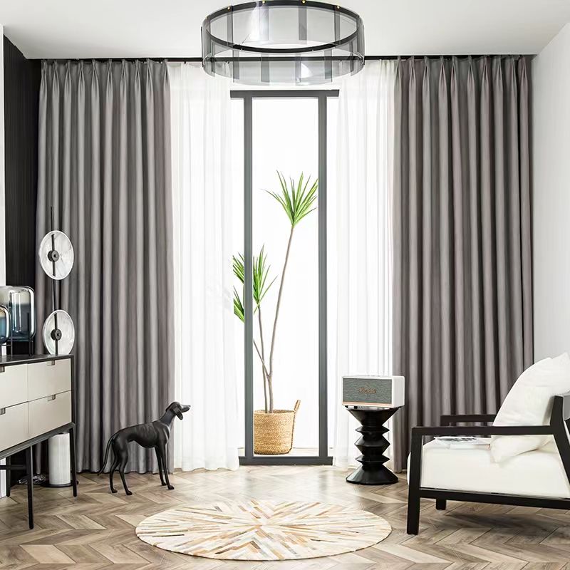 【TY-LXM】Linen Look Line Texture Blackout Curtain Fabric, Soundproof Soft Modern Simple Style Customizable Living Room Bedroom Curtains