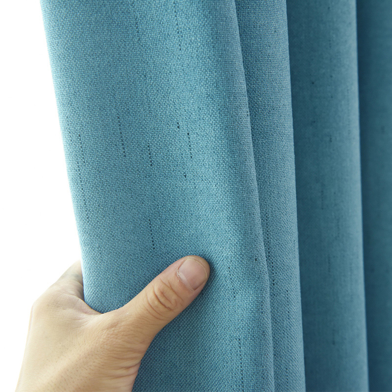 【TY-LXM】Linen Look Line Texture Blackout Curtain Fabric, Soundproof Soft Modern Simple Style Customizable Living Room Bedroom Curtains