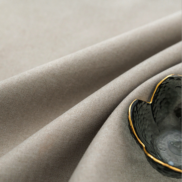 【SY-8001】Linen Look Solid Color Simple Simple 100% Full Blackout Composite Curtain Fabric,Soundproof Modern Style Customizable Living Room Bedroom Curtains