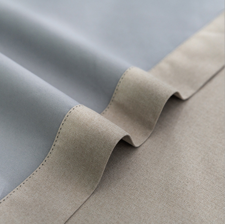 【SY-8001】Linen Look Solid Color Simple Simple 100% Full Blackout Composite Curtain Fabric,Soundproof Modern Style Customizable Living Room Bedroom Curtains