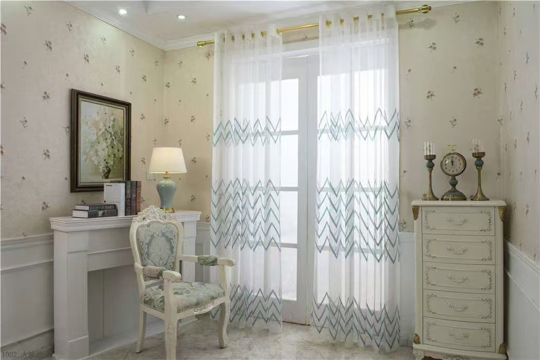 【CF-DBL】Elegant Blue Light Filtering Simple Wave Texture Embroidered Soft Embroidered Curtain fabric.,Soundproof Modern Style Customizable Living Room Bedroom Curtains