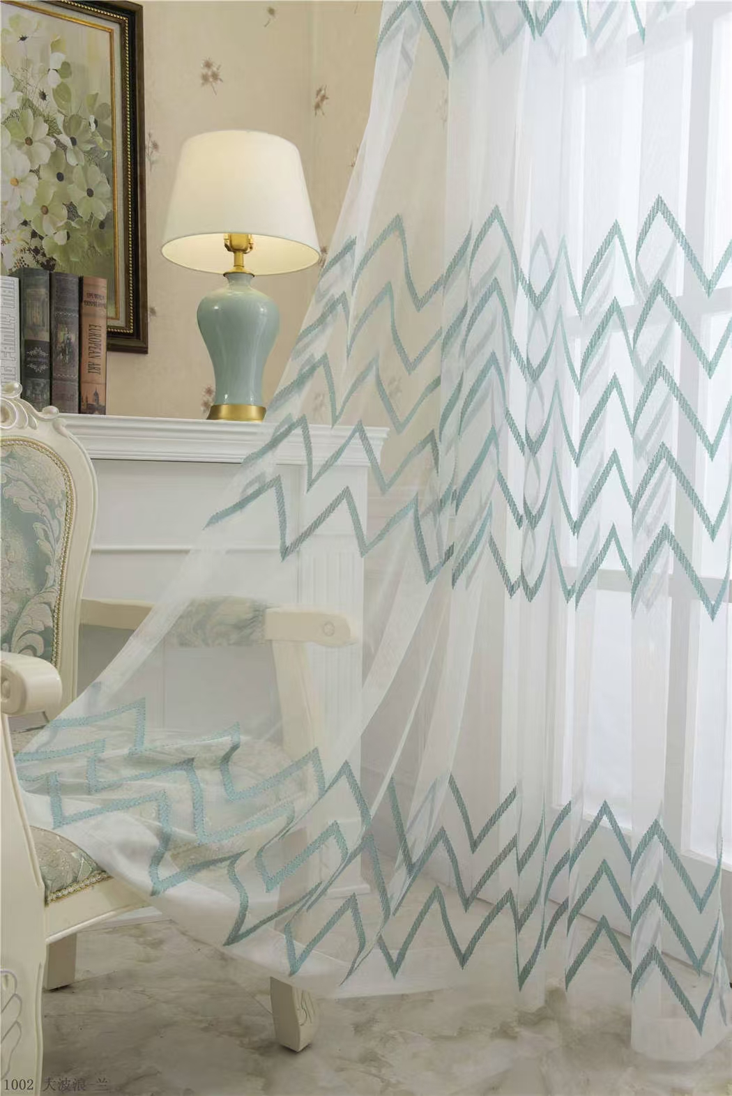 【CF-DBL】Elegant Blue Light Filtering Simple Wave Texture Embroidered Soft Embroidered Curtain fabric.,Soundproof Modern Style Customizable Living Room Bedroom Curtains
