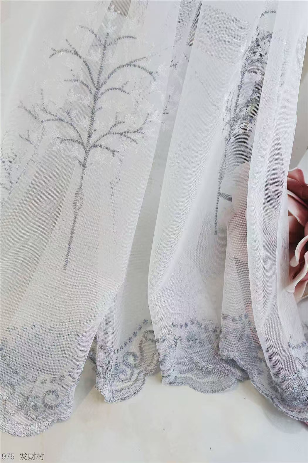 【CF-FCS】Elegant Blue Light Filtering Simple Trees Embroidered Soft Embroidered Curtain fabric.,Soundproof Modern Style Customizable Living Room Bedroom Curtains