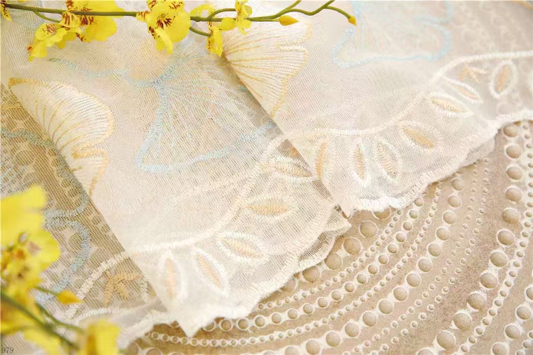 【CF-WCYX】Elegant Blue Light Filtering Simple Multi-coloured Ginkgo Leaves Embroidered Soft Embroidered Curtain fabric.,Soundproof Modern Style Customizable Living Room Bedroom Curtains