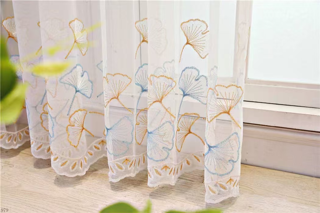 【CF-WCYX】Elegant Blue Light Filtering Simple Multi-coloured Ginkgo Leaves Embroidered Soft Embroidered Curtain fabric.,Soundproof Modern Style Customizable Living Room Bedroom Curtains