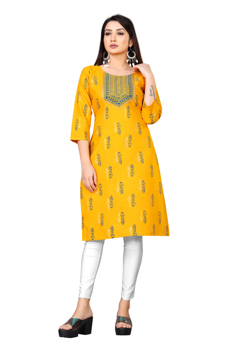 Yellow printed Kurti Size 44