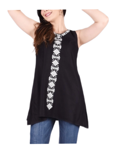 Embroidered Sleeveless Top, Size 40 (NZ 12)