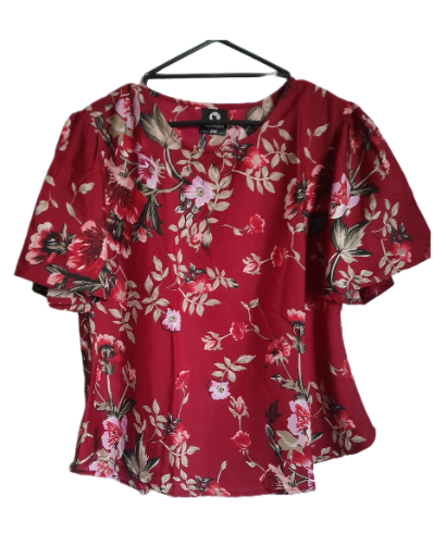 Floral Maroon Top, (NZ size 8)