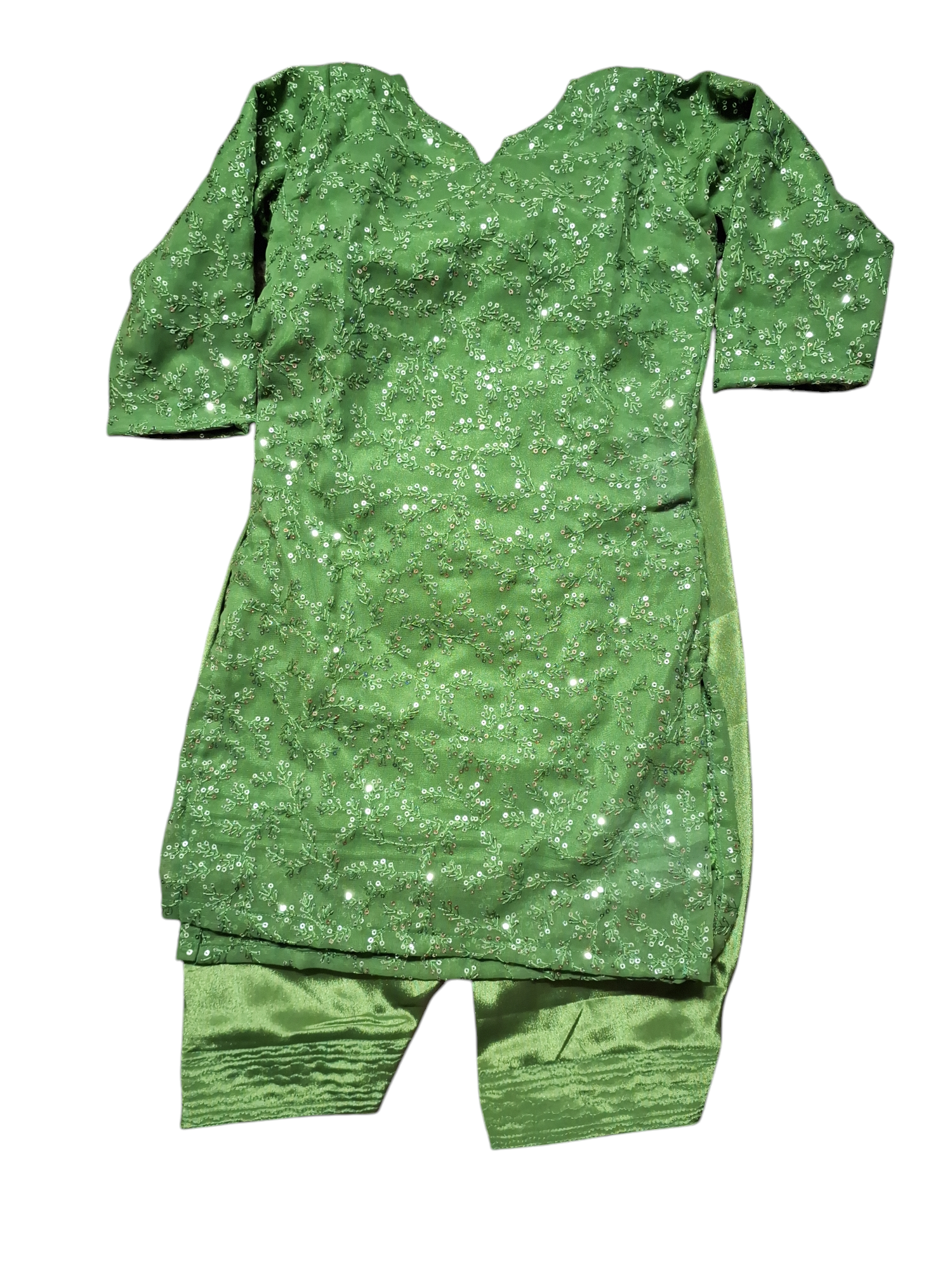 Green Embellished Salwar Suit, Size 24 (4-5 years)