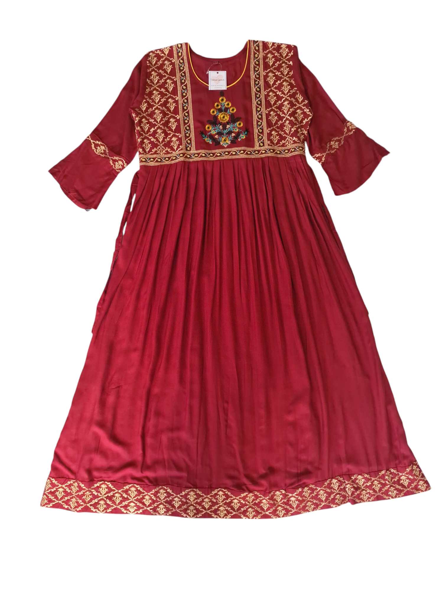 Women's Maroon Flair Long Kurti Size 42