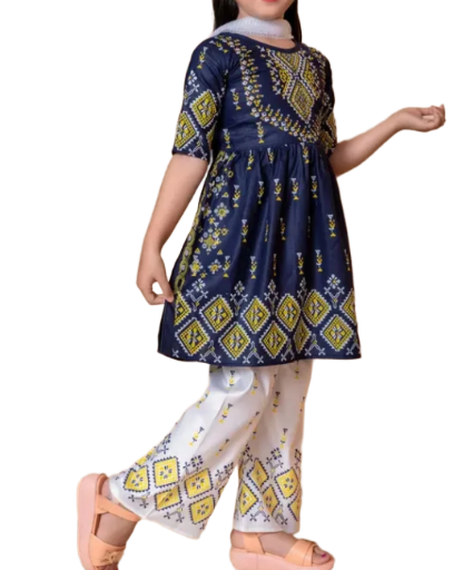 Floral printed Naira cut Palazzo suit, Size 24 (4 years)
