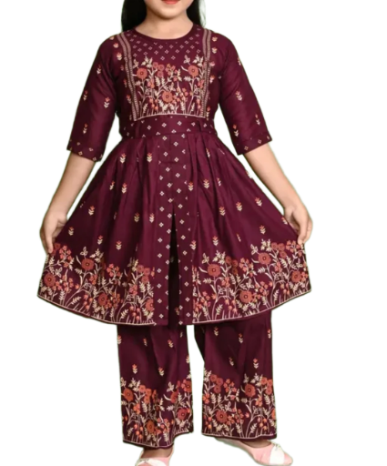 Printed Frock Kurti with Palazzo, Size 20 (2-3years)