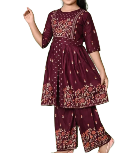 Printed Frock Kurti with Palazzo, Size 20 (2-3years)