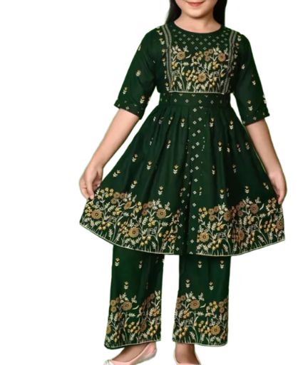 Printed Frock Kurti with Palazzo, Size 24 (4 years)