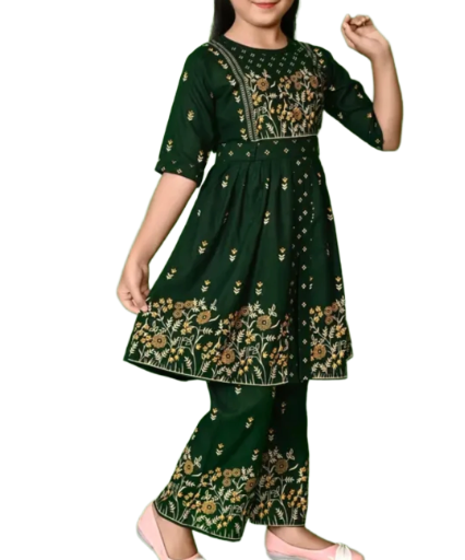 Printed Frock Kurti with Palazzo, Size 24 (4 years)