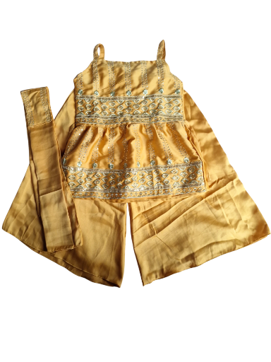 Yellow Embroidered Palazzo Suit, size 22 (3 years)