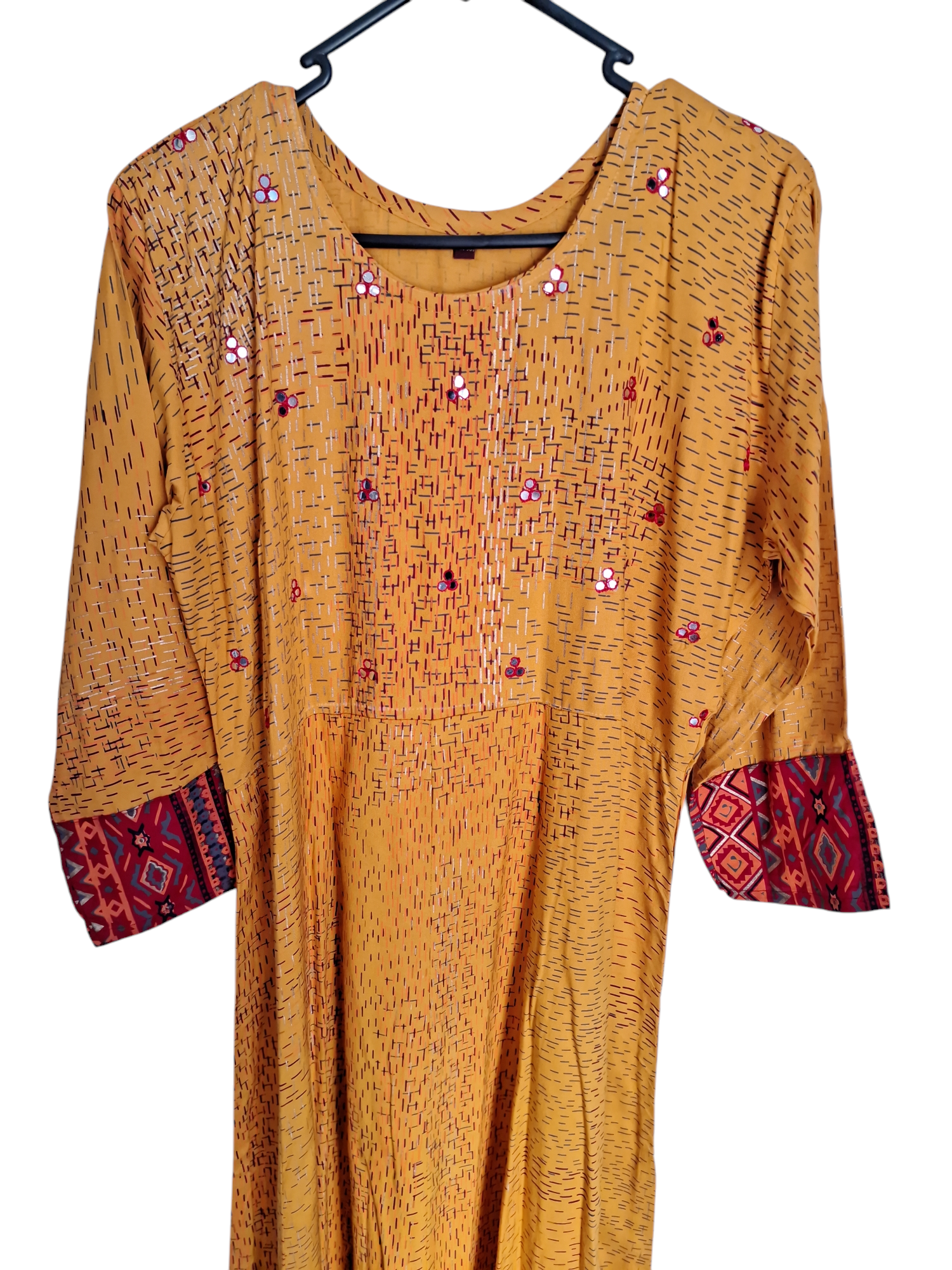  Beautiful Mustard yellow Flair Kurti, Size 42