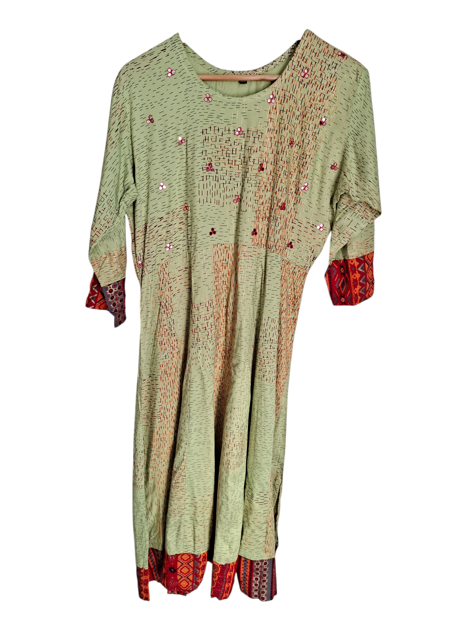  Beautiful Pistachio Flair Kurti, Size 42