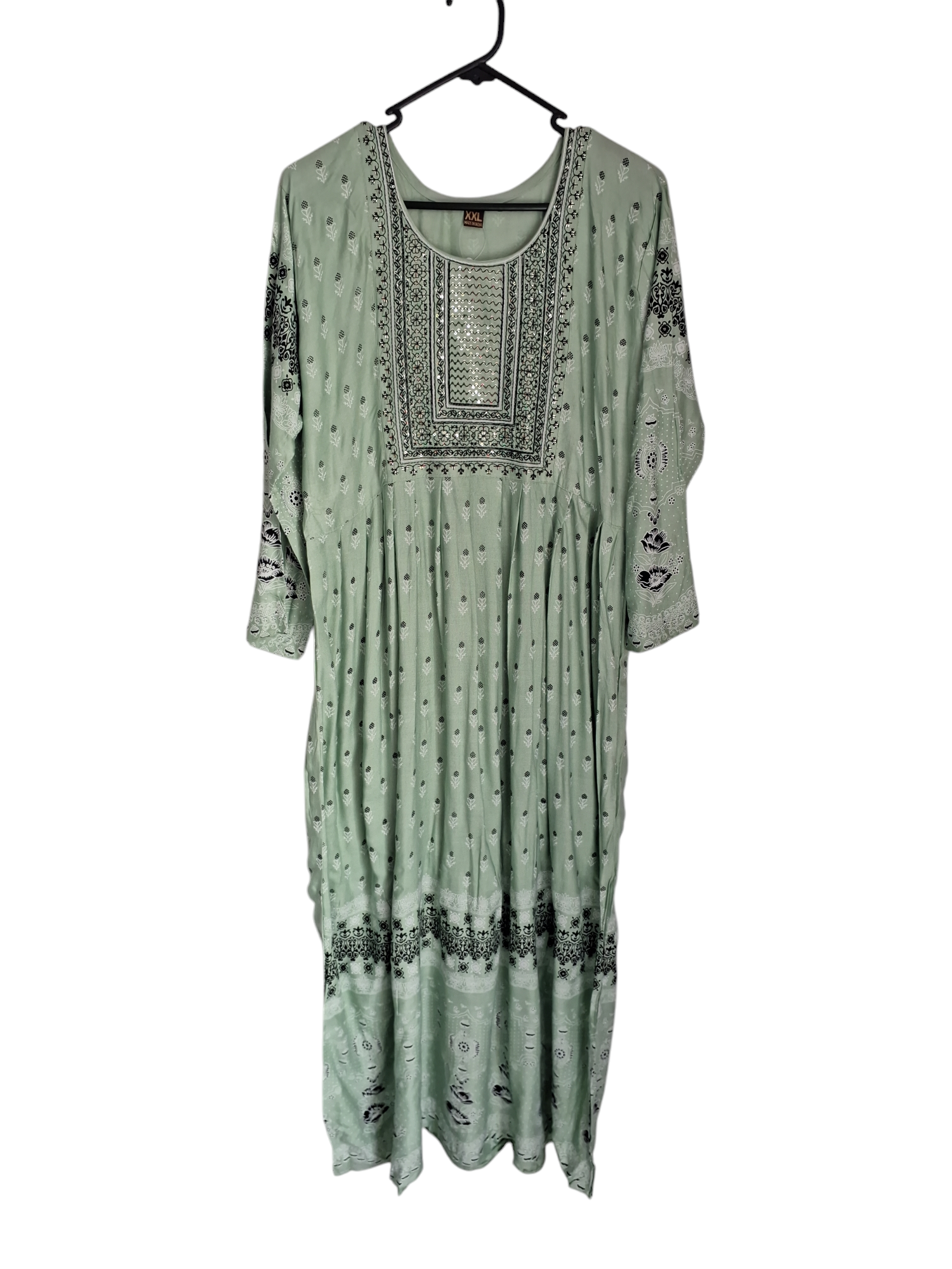 Embroidered and printed Pisctachio Flair Kurti, Size 42