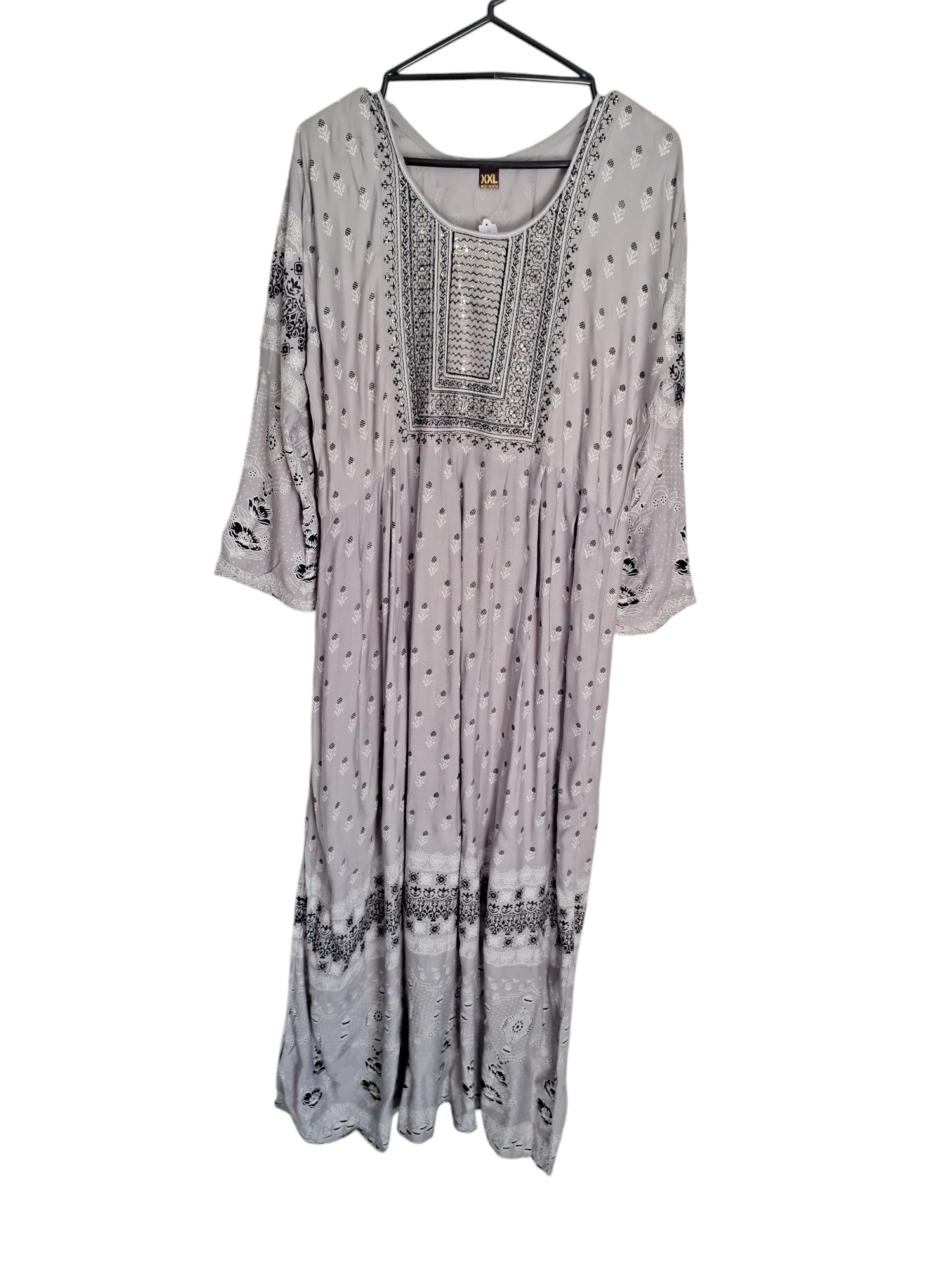 Embroidered and printed Gray Flair Kurti, Size 42