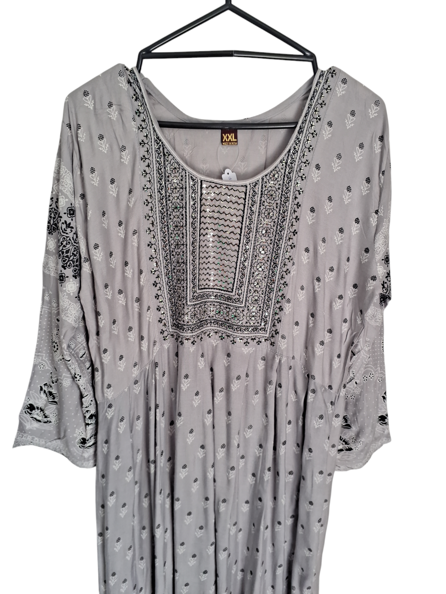 Embroidered and printed Gray Flair Kurti, Size 42