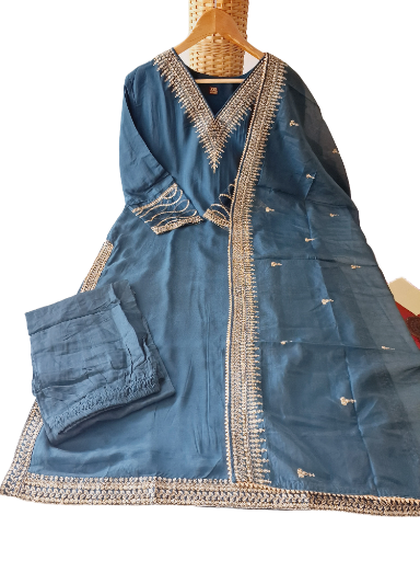 V neck style Plazzo suit, size  42