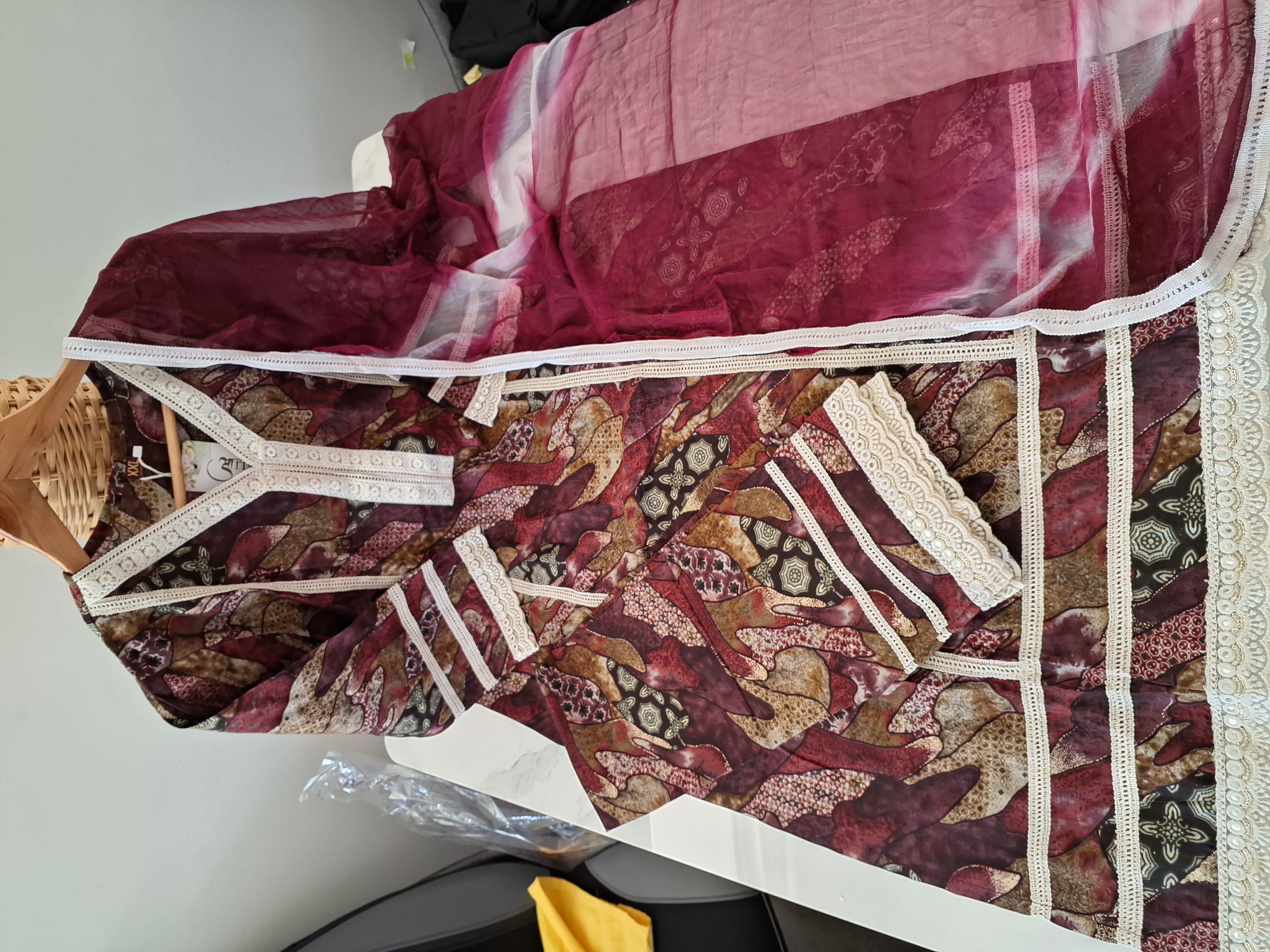 Printed Palazzo suit with Lace details, Size  38,  42 and 44