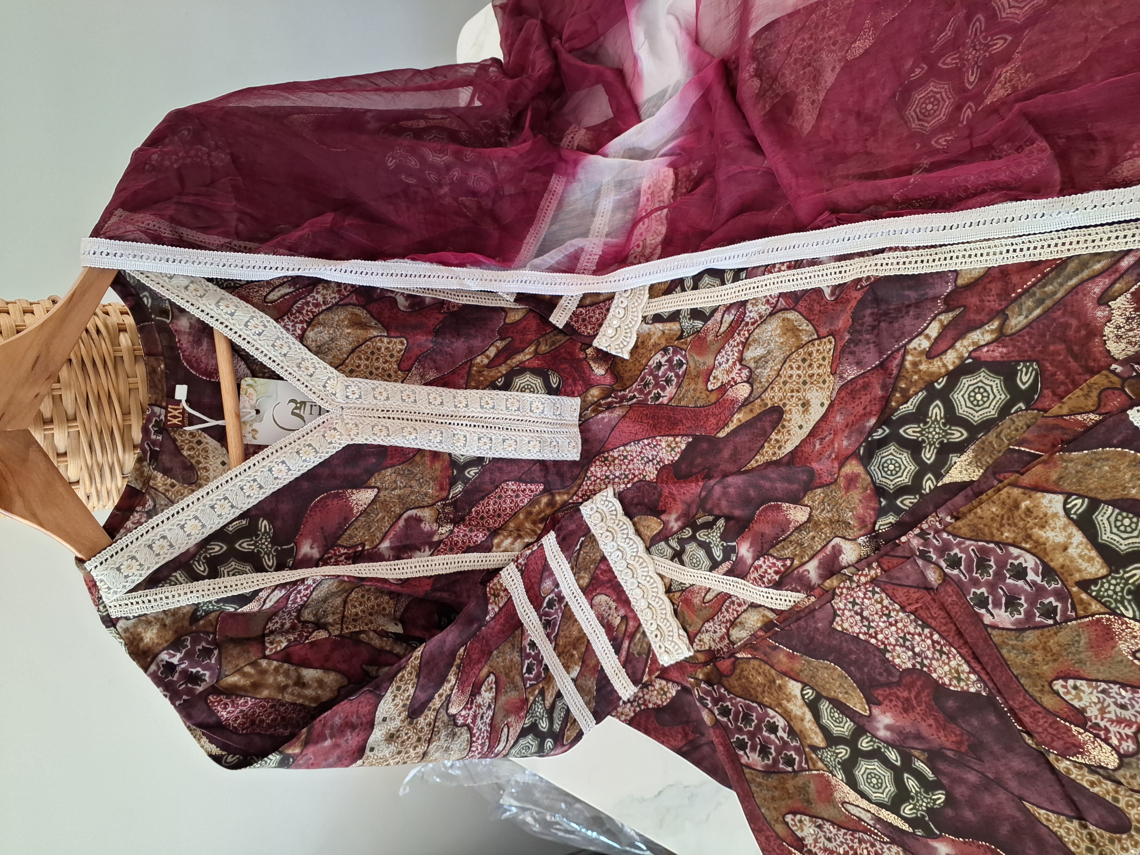 Printed Palazzo suit with Lace details, Size  38,  42 and 44