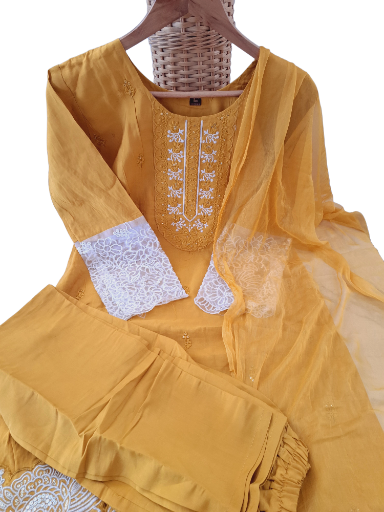 Pakistani style Palazzo Suit Mustard Yellow , Size 44