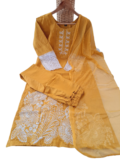 Pakistani style Palazzo Suit Mustard Yellow , Size 44