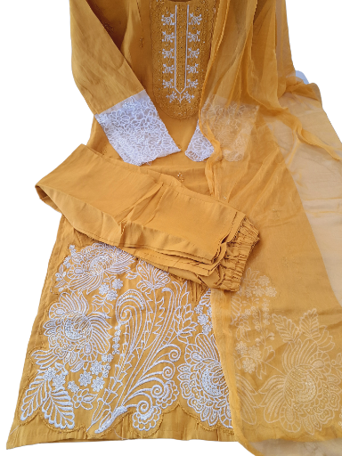Pakistani style Palazzo Suit Mustard Yellow , Size 44