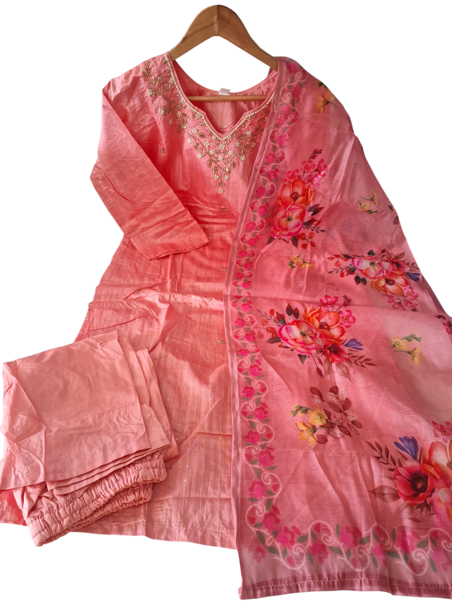 Elegant hand Embroidered Palazzo pant Suit, size 42