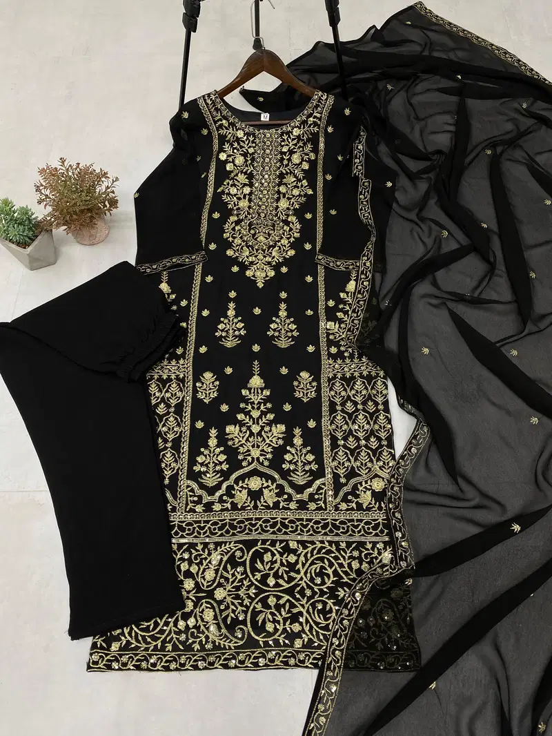 Beautiful Pakistani style black palazzo suit , size 44