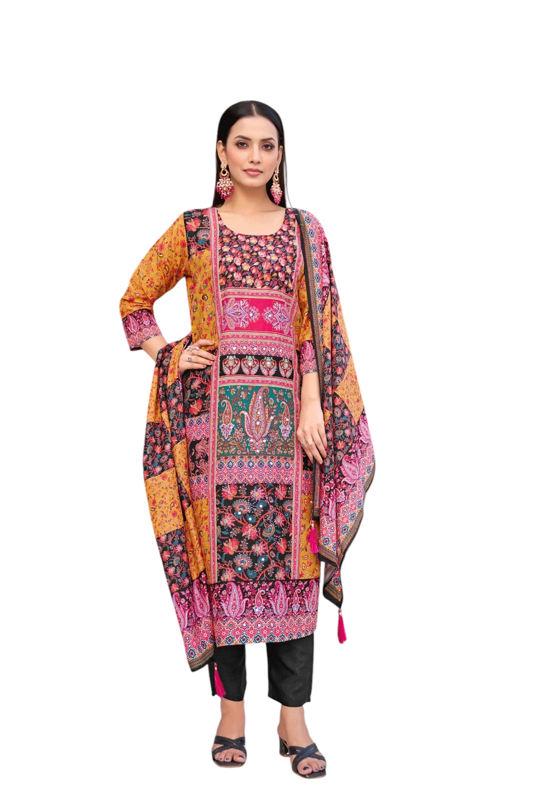 Muslin Pakistani style palazzo pant suit, sizes 40 left