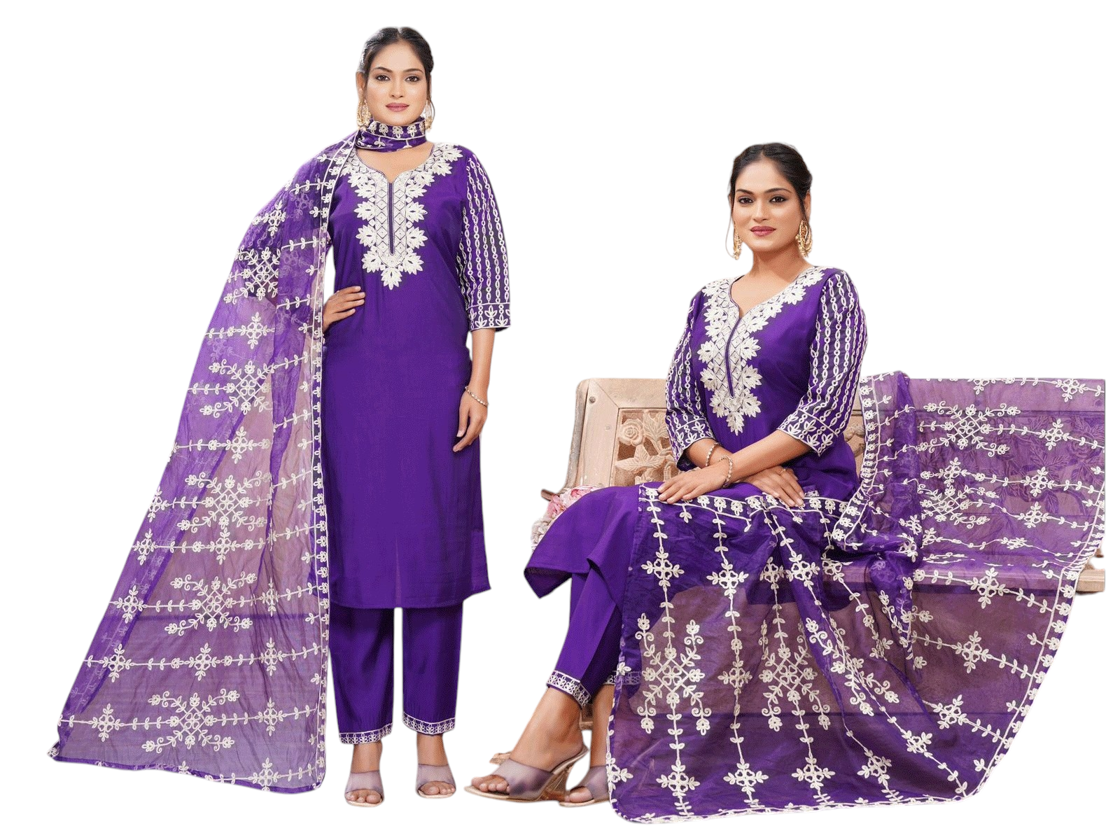Beautiful Palazzo suit with Aari work, sizes 36, 38, 40, and 42