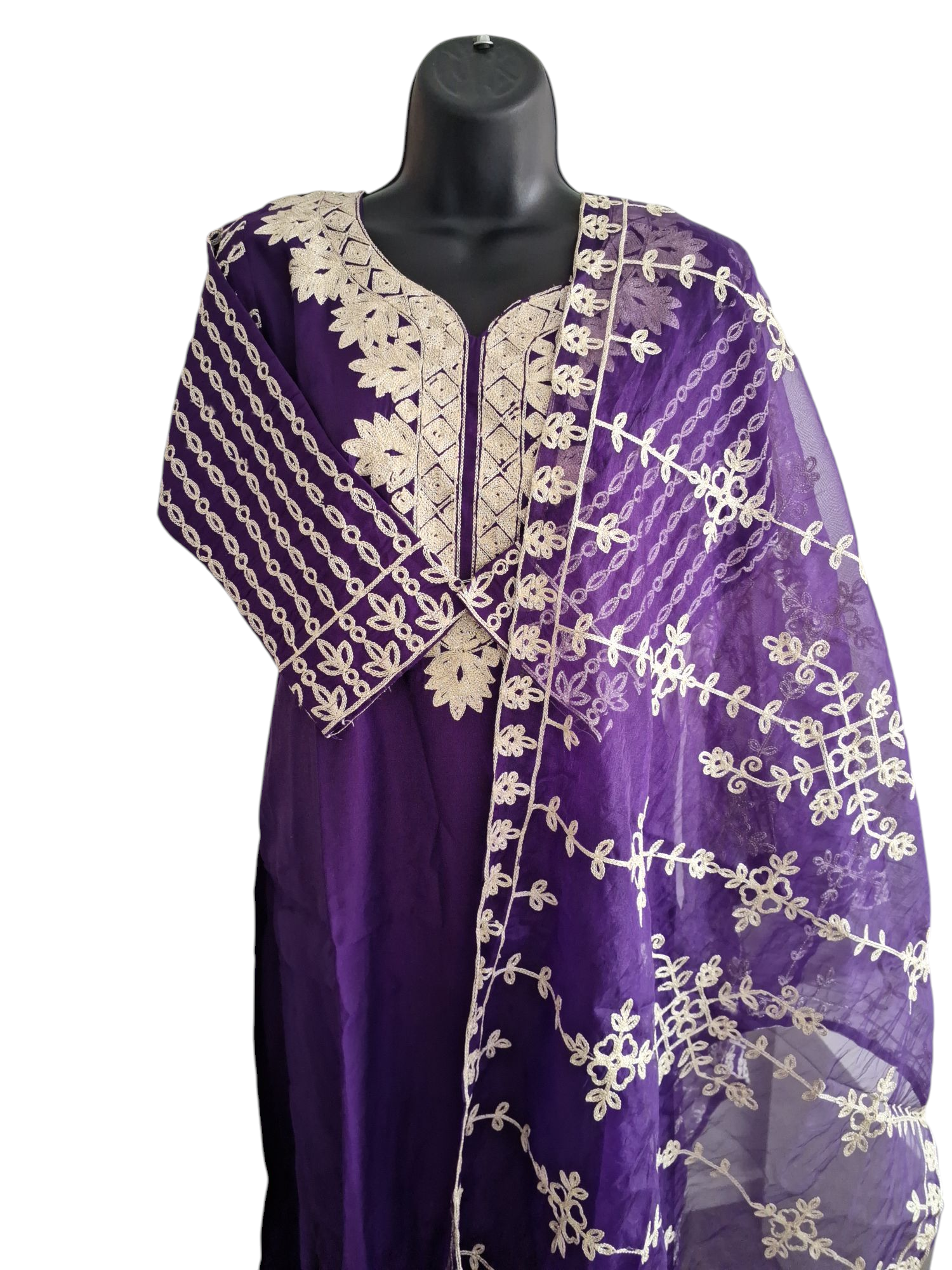 Beautiful Palazzo suit with Aari work, sizes 36, 38, 40, and 42