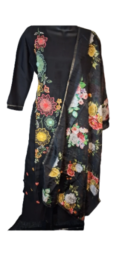 Beautiful embroidered black Palazzo suit, sizes  40, 42 and 42-43