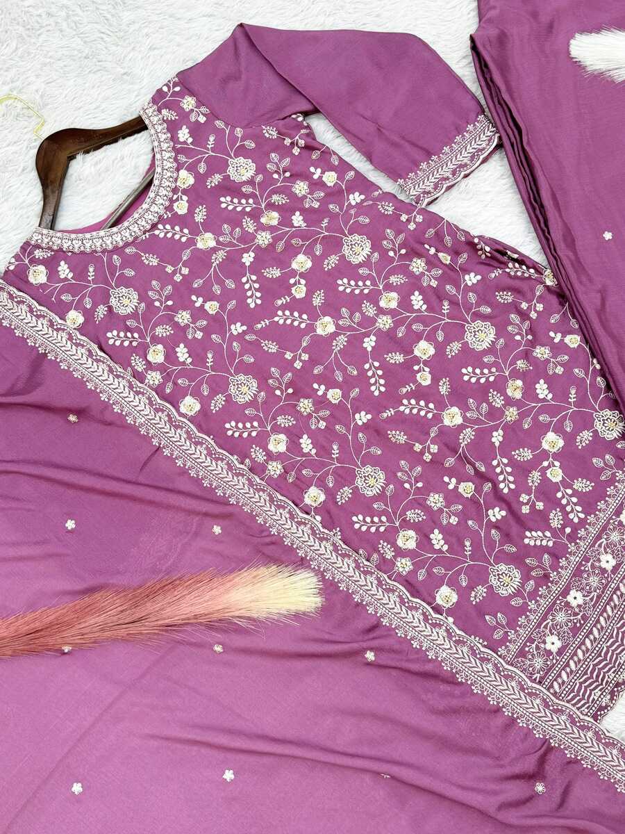 Thread work with sequince embroidery Plazzo suit size 38 