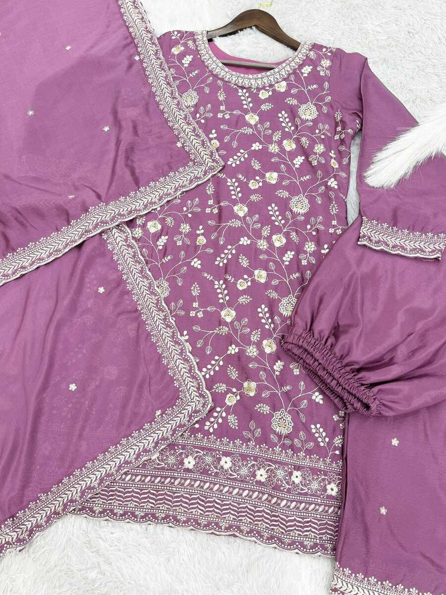 Thread work with sequince embroidery Plazzo suit size 38 